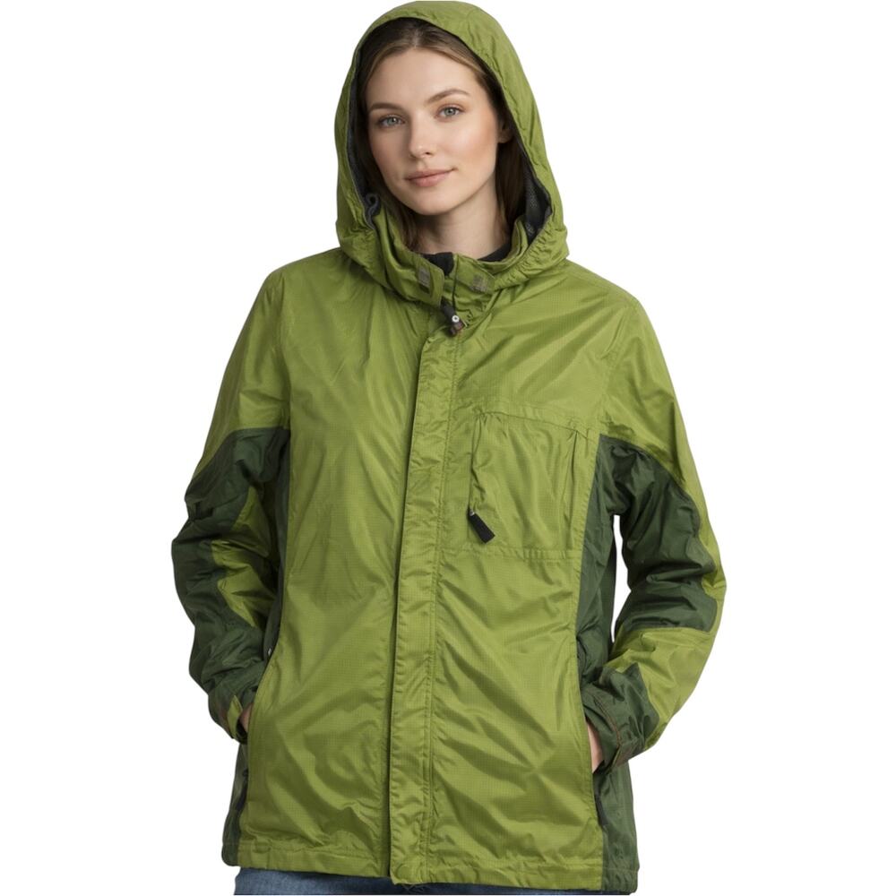 Marmot Rain Jacket Packable Nylon Full Zip Zip Pockets Hooded Green XL